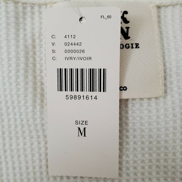 Back When by Anthropologie Sweater Medium Ivory Grateful Graphic Long Sleeve NWT - Picture 7 of 11